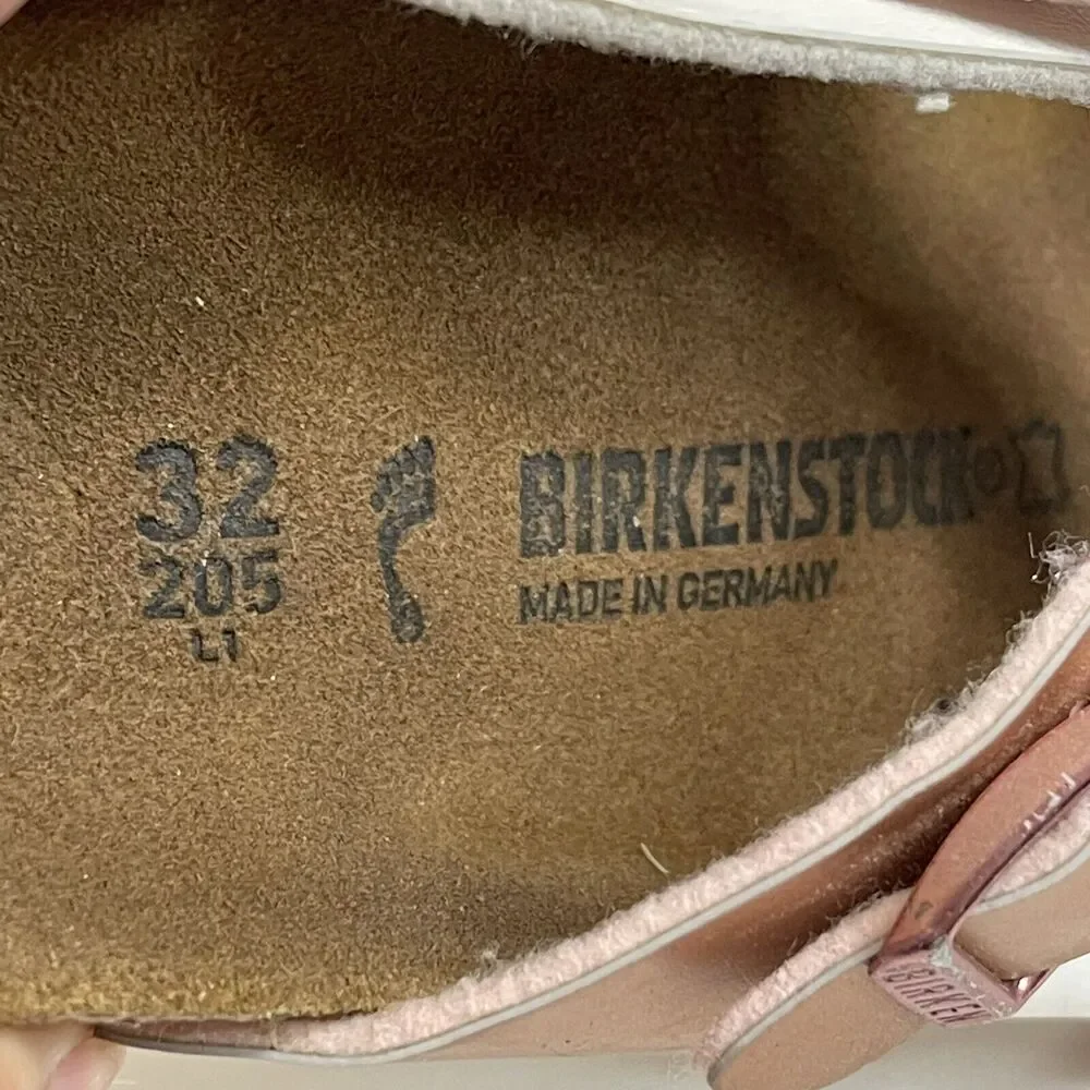 Birkenstock Size 32 205 Kids 1-1.5 Sandals Rose Gold White Birko flor